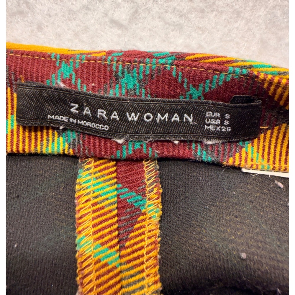 Zara Woman Yellow Plaid Mini Skirt Tartan A-Line High Waisted Size Small - Picture 2 of 5